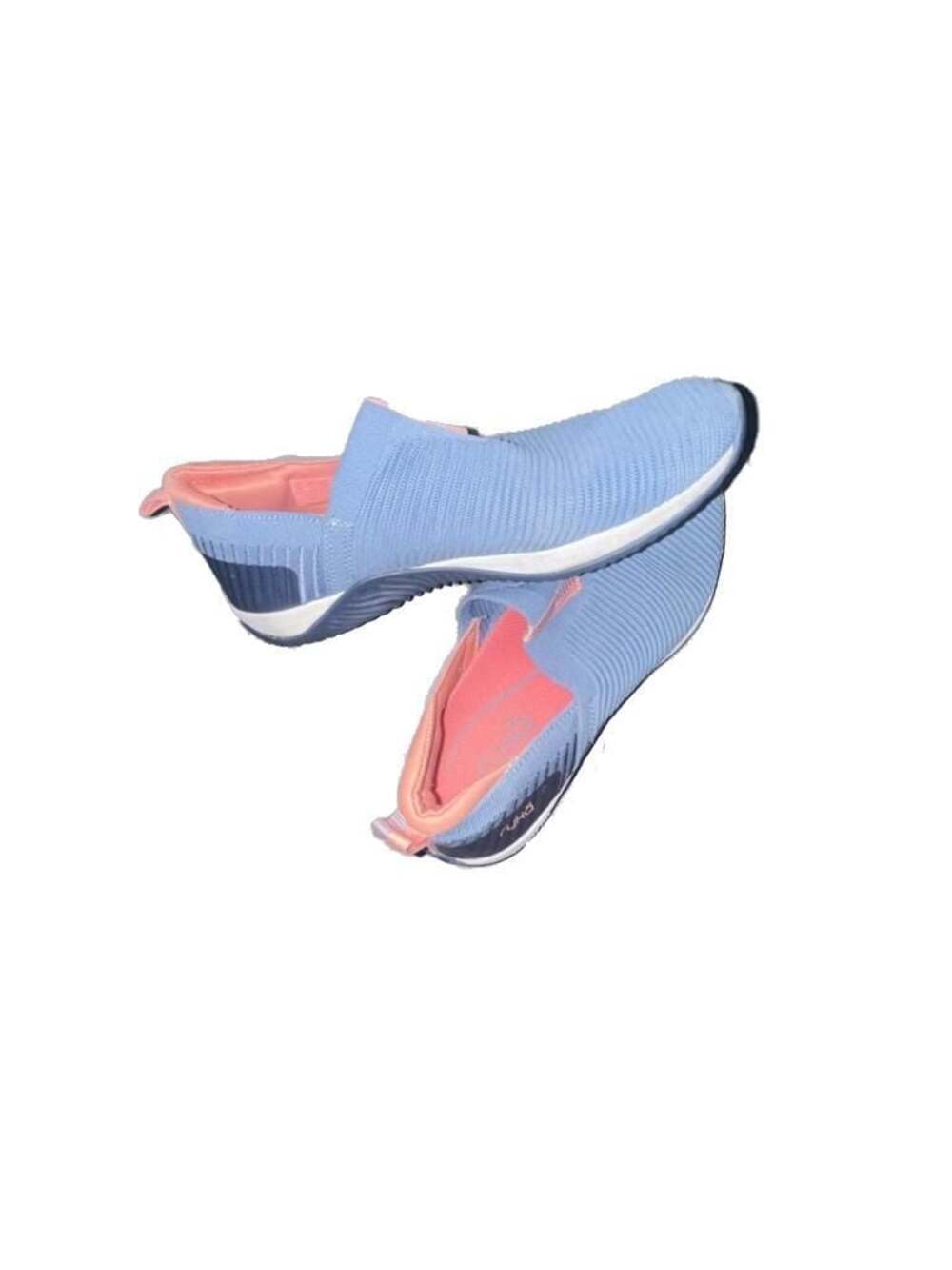 Ryka Slip-On Knit Athletic Shoes in Light Blue and Pink